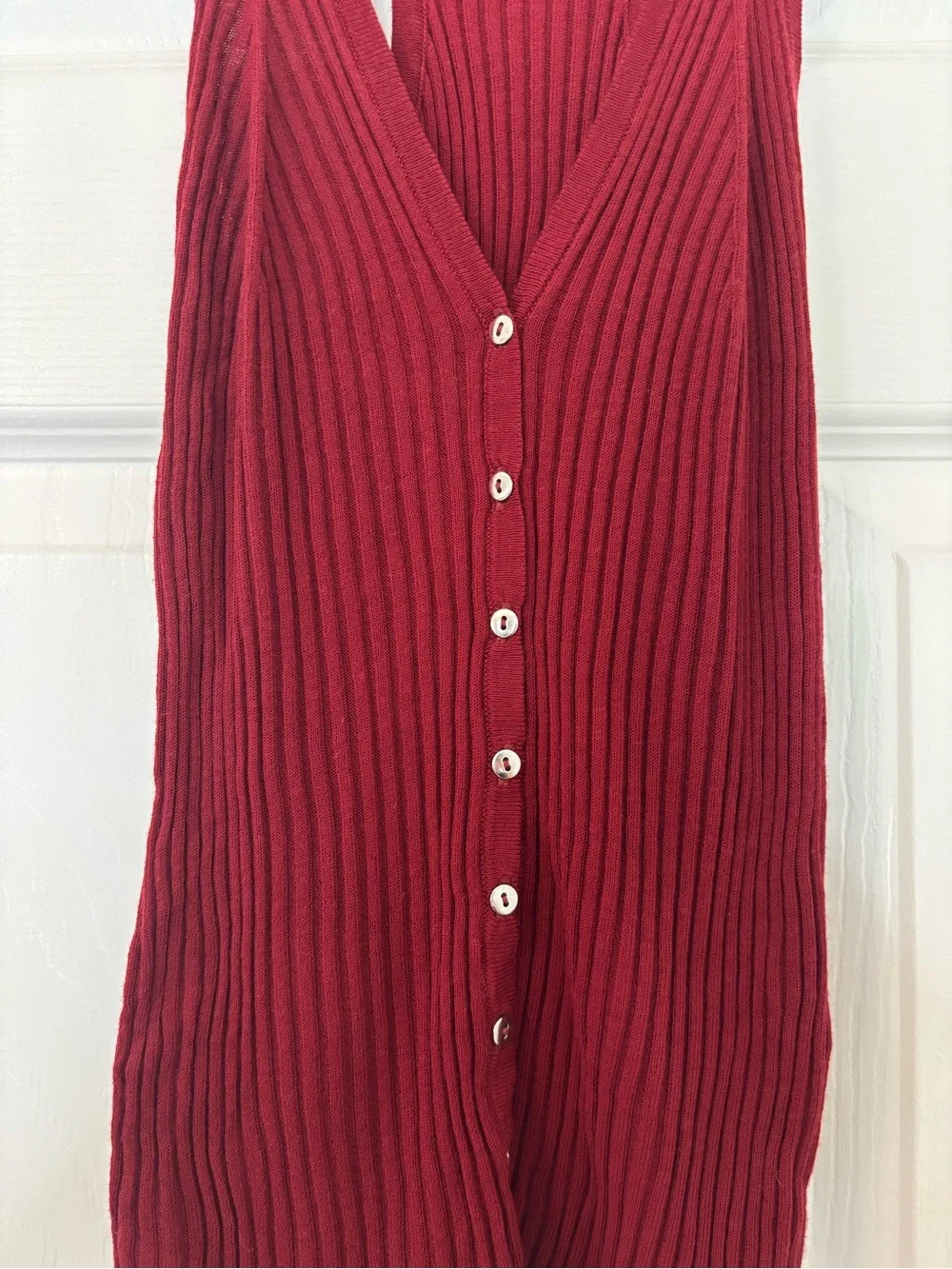Free People Intimately Button Down Ribbed V Neck Racerback Tank Top - Picture 4 of 6